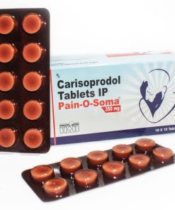 Pain O Soma 350 mg (Carisoprodol) is a several muscle relaxer, it works by blocking pain sensation between the nerves and the brain.