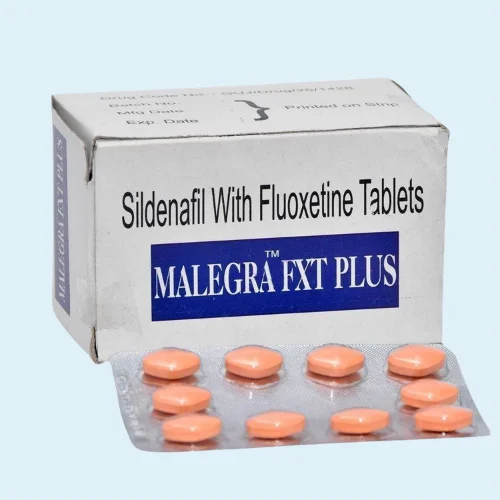 Malegra FXT Plus combines Sildenafil Citrate and Fluoxetine to boost erection power, enhance stamina, and deliver stronger control for an intense, long-lasting performance.