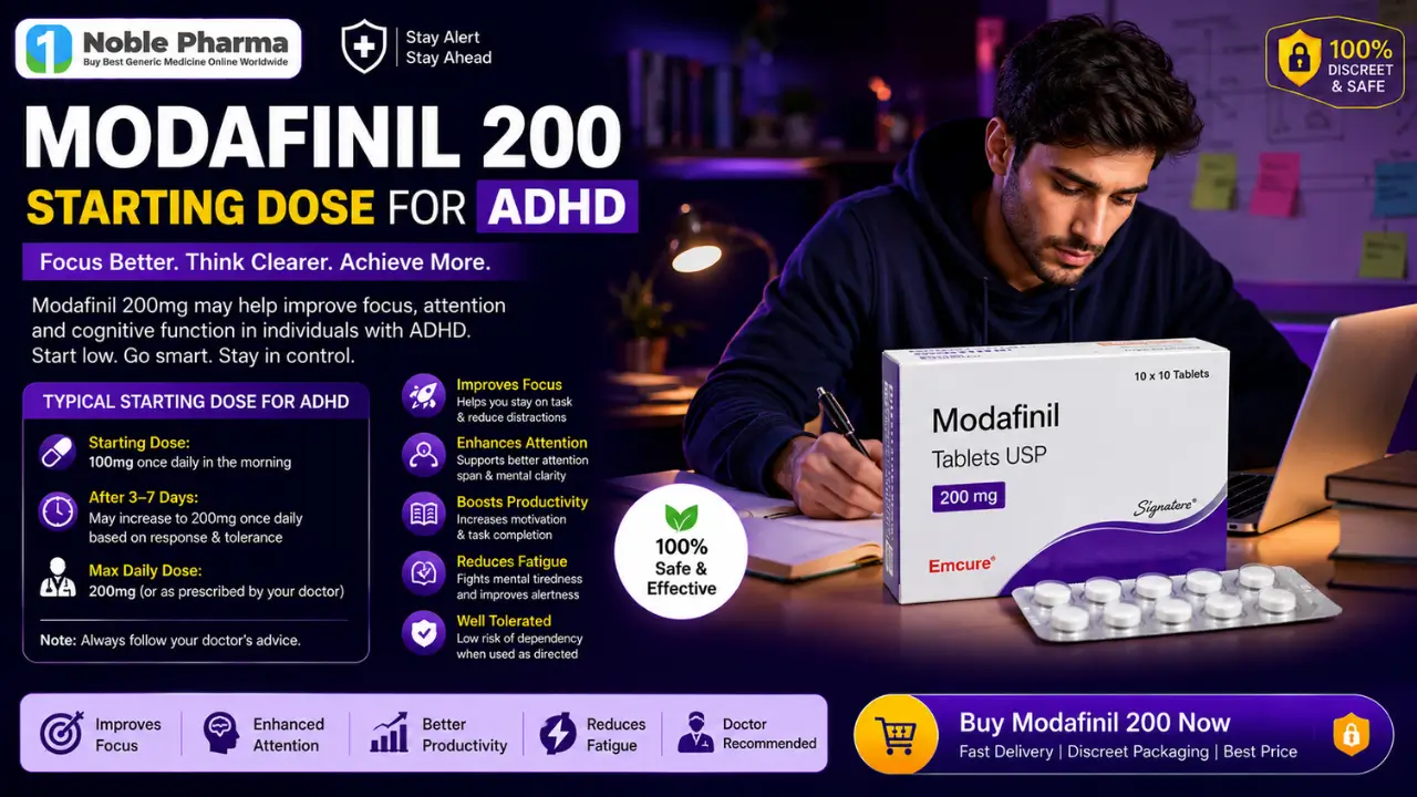 Modafinil starting dose for ADHD